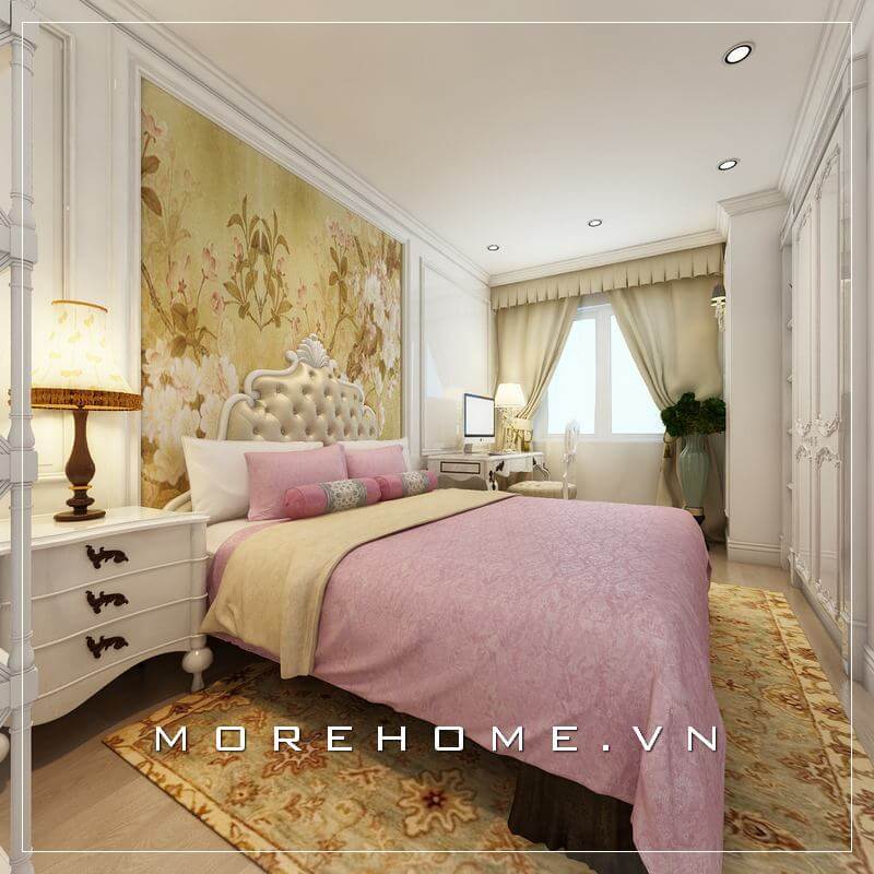 Giường ngủ chung cư tân cổ điển Giường ngủ chung cư tân cổ điển