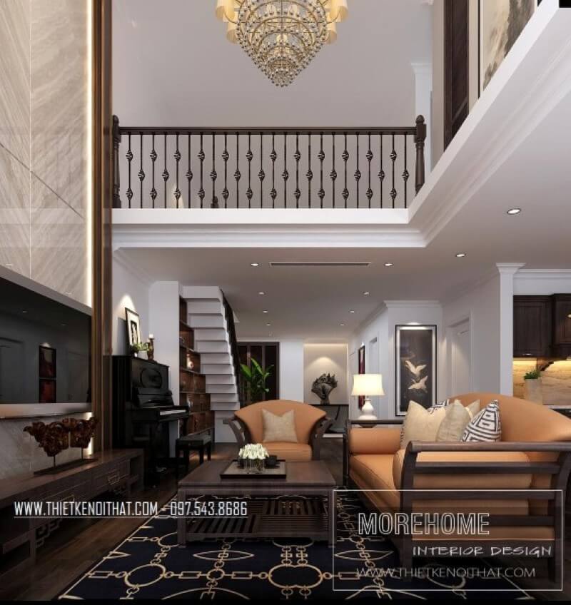 Thiết kế nội thất căn hộ Hà Đô cao cấp với tone màu trầm chủ đạo, không chỉ toát lên sự ấm áp mang dáng dấp của một căn biệt thự Đà Lạt cổ sang trọng mà quý phái Nội thất chung cư tân cổ điển đẹp