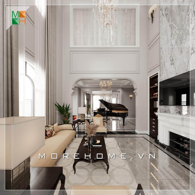 Mẫu thiết kế nội thất không gian phòng khách tân cổ điển sang trọng, cao cấp cho biệt thự, nhà phố, penthouse, chung cư cao cấp. Nội thất chung cư tân cổ điển đẹp