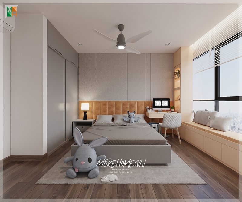Giường ngủ gỗ công nghiệp được thiết kế theo phong cách hiện đại mang đến 1 căn phòng ấm áp tiện nghi.