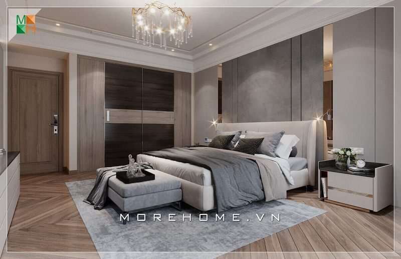 Mẫu tủ quần áo phòng ngủ thiết kế âm tường kịch trần rất sang trọng