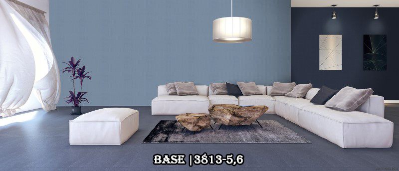 Phối cảnh 3D phòng khách được phối mẫu giấy dán tường 3813-5 và mẫu 3813-6